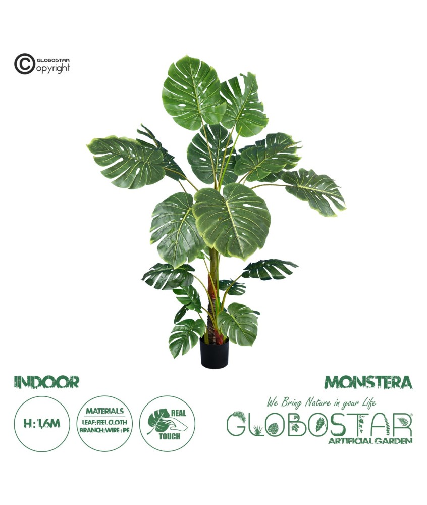 GloboStar® Artificial Garden MONSTERA PLANT 20007 - Τεχνητό Διακοσμητικό Φυτό Μονστέρα Υ160cm